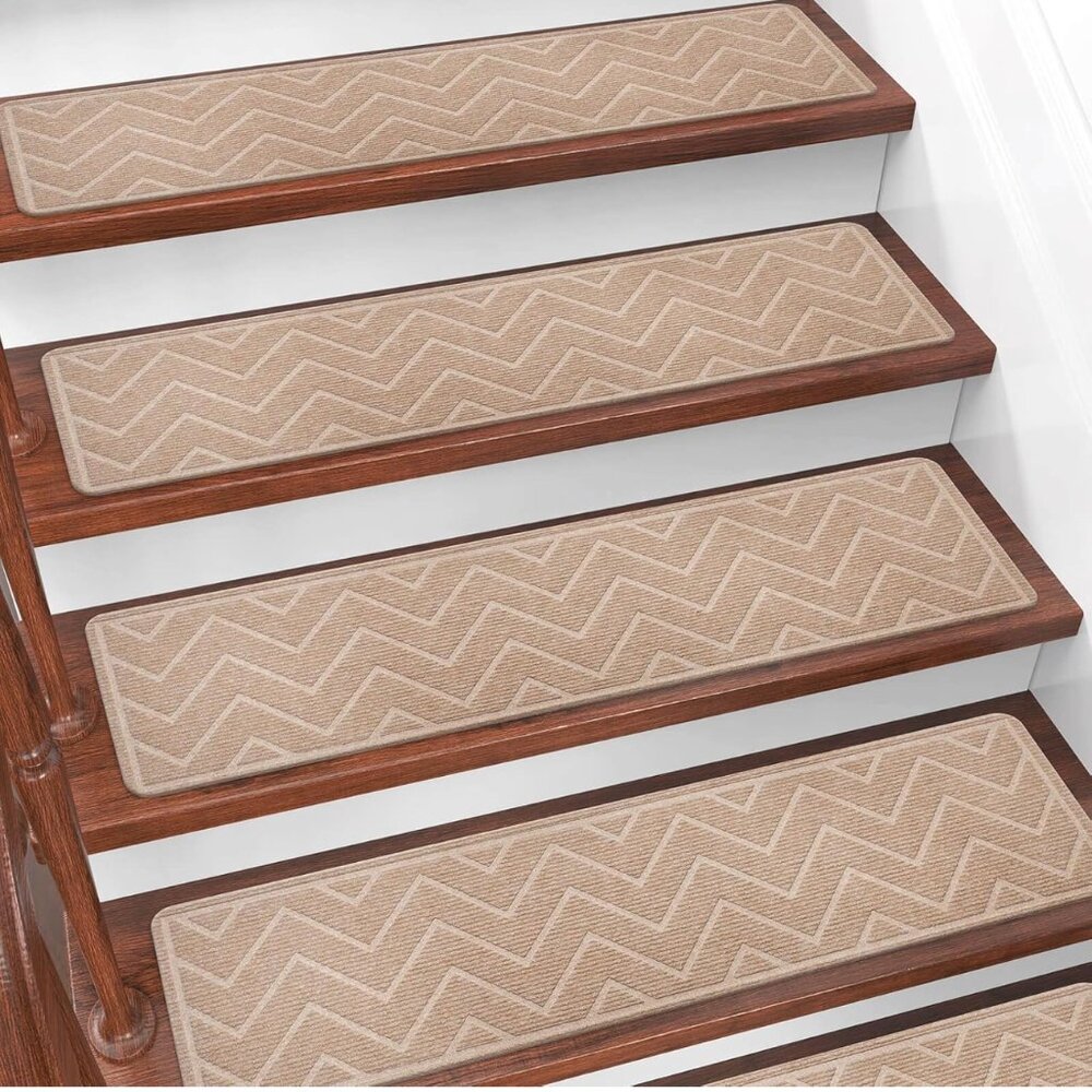 Stair Treads for Wooden Steps, 15 Pack 8"x30" Non-Slip Indoor Carpet Stair Tread